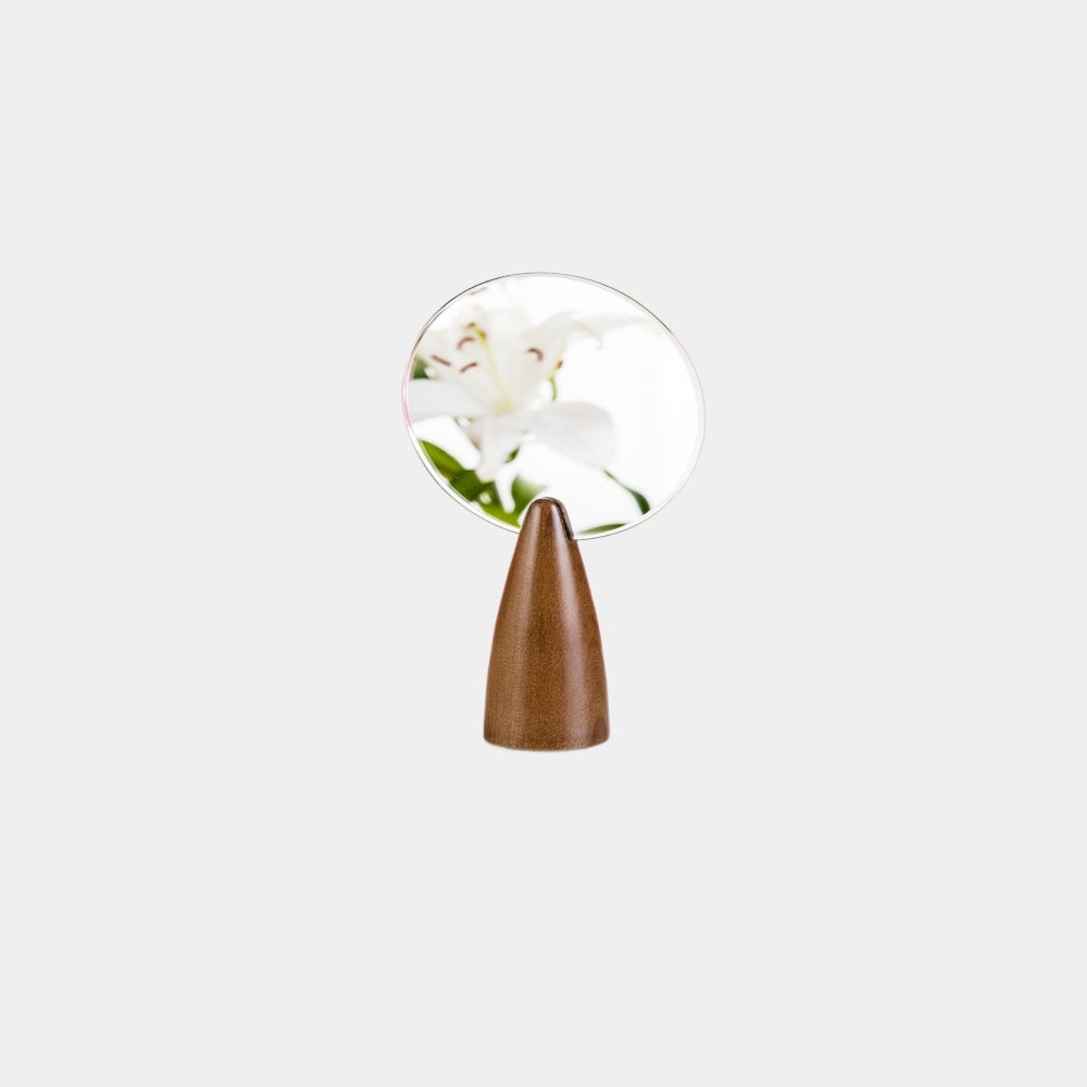 designové zrcátko Audrey – ručně vyráběné z buku a dýhy, kolekce Heleny Dařbujánové