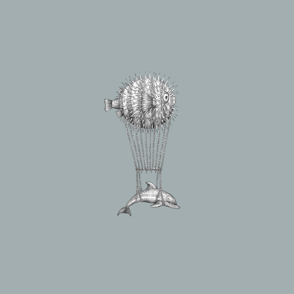 Tapeta z kolekce Montgolfiers s motivem mořským tvorů vznášejících se oblohou