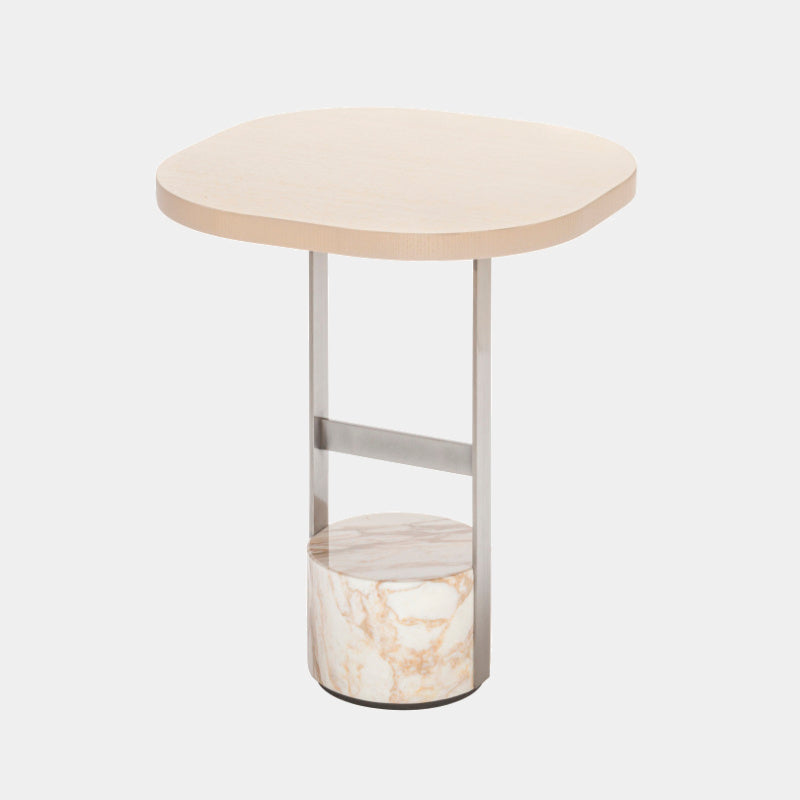 Odkládací stolek DAMA z jasanového dřeva a s mramorovou základnou