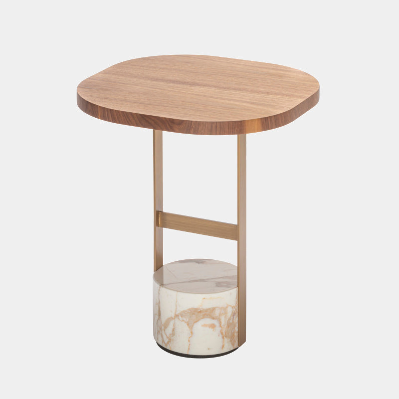 Odkládací stolek DAMA z ořechového dřeva a s mramorovou základnou