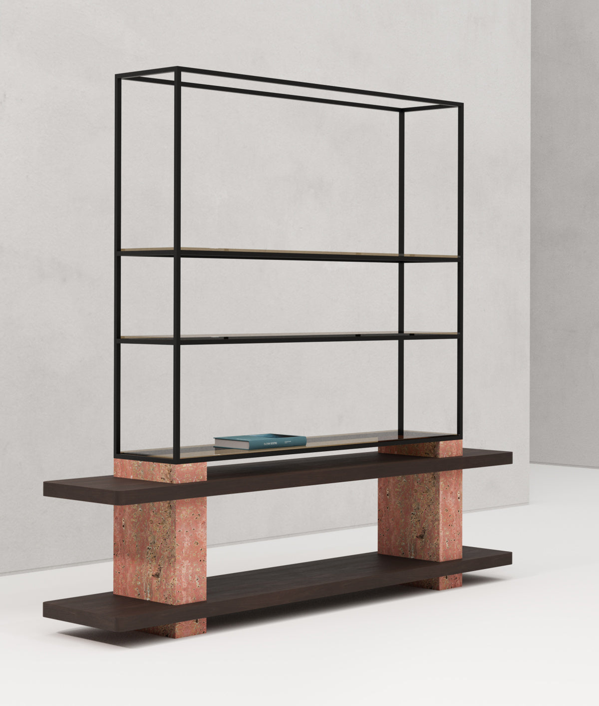 Elliott moderní knihovna s travertinovým podstavcem