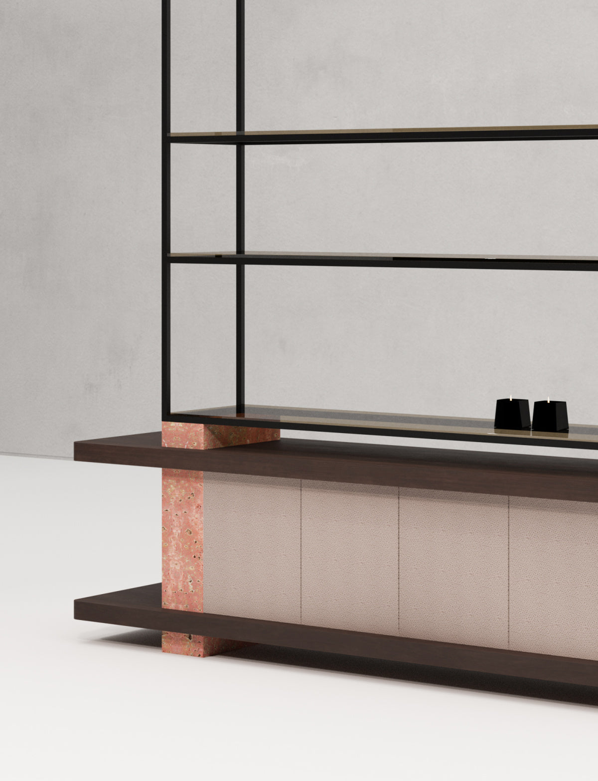 Elliott moderní knihovna s travertinovým podstavcem