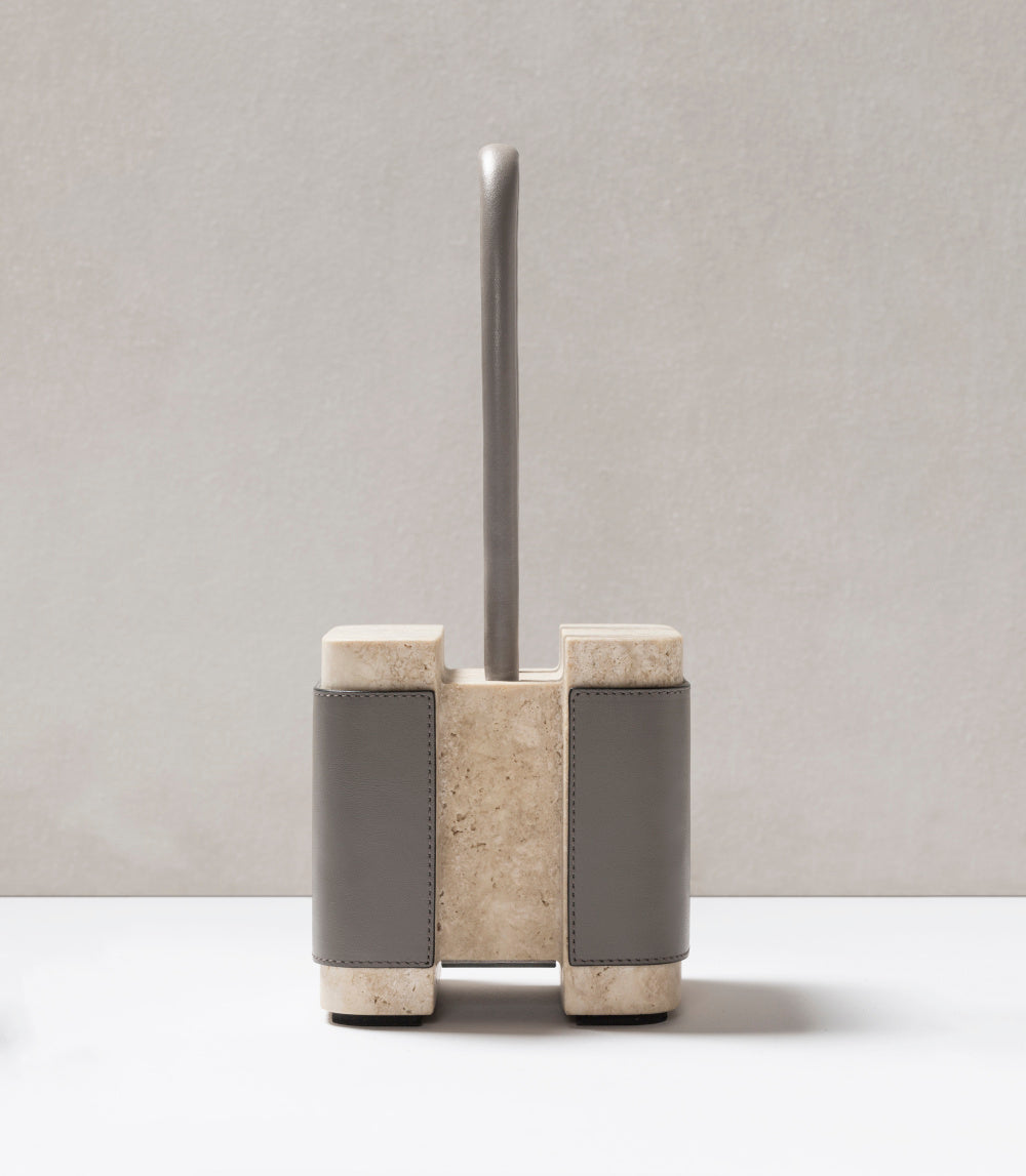 Lloyd Dveřní zarážka z travertinu a kůže