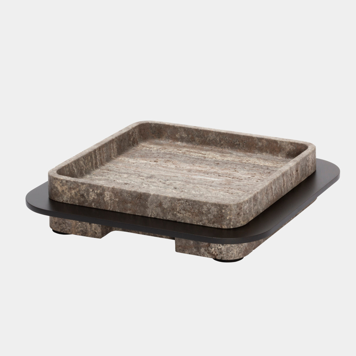 Glenn Sestig x Giobagnara Lloyd Travertinový podnos s bronzovým rámem