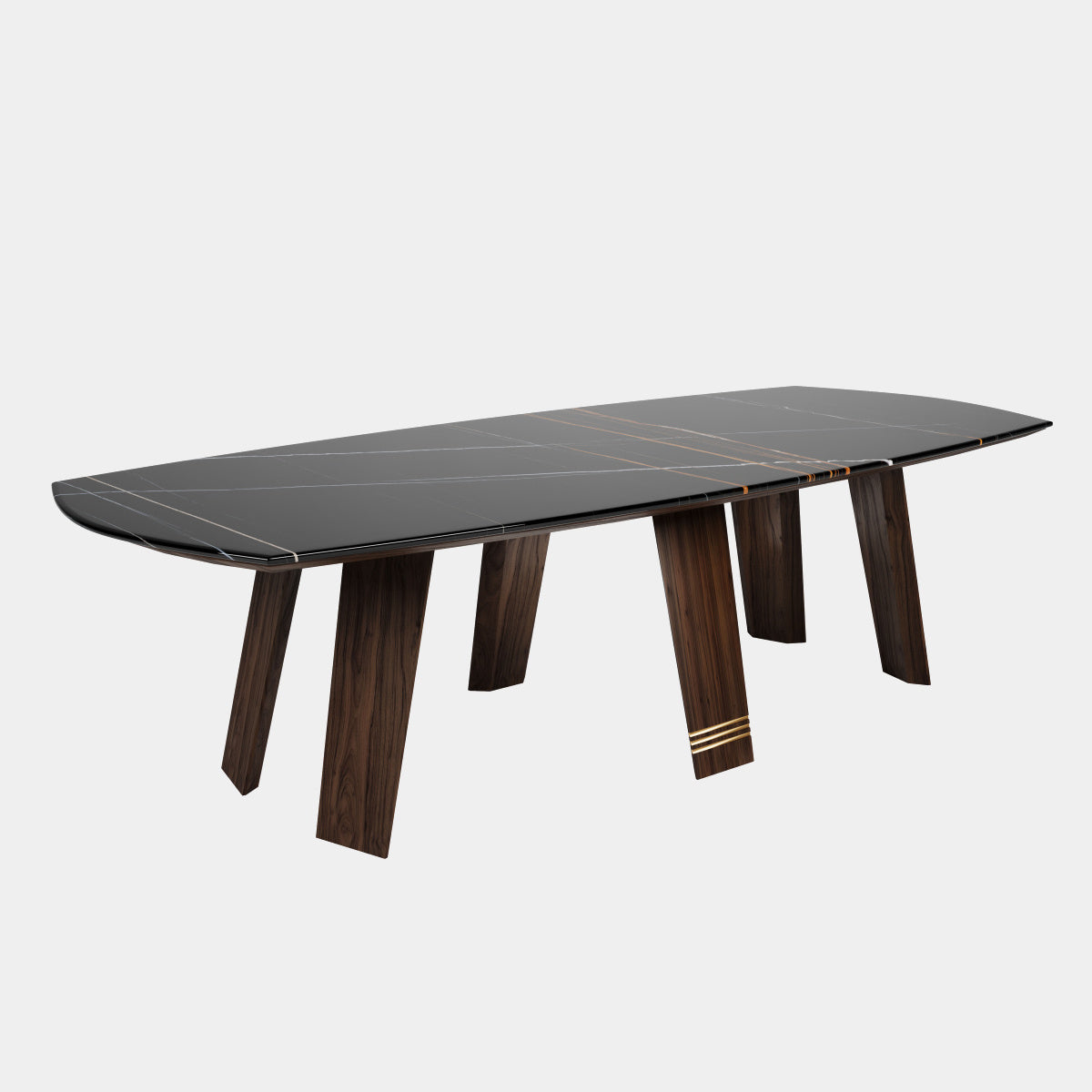 Luxusní jídelní stůl z ořechového dřeva a mramorovou deskou