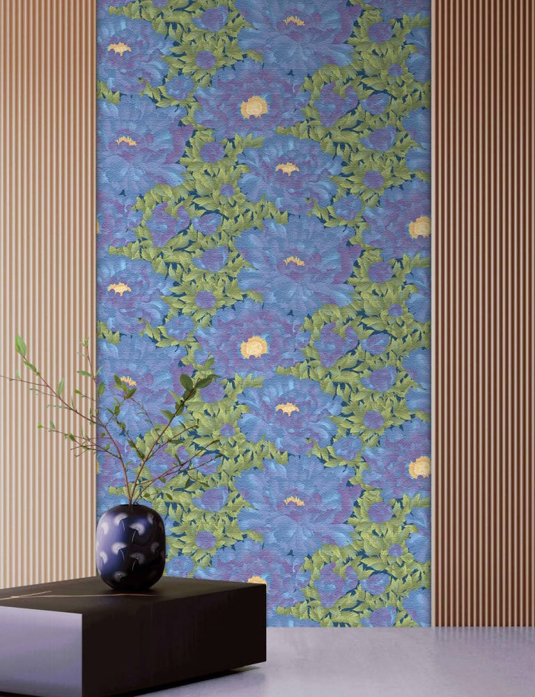 Luxusní Tapeta KAIKABI s květinovým vzorem modrá