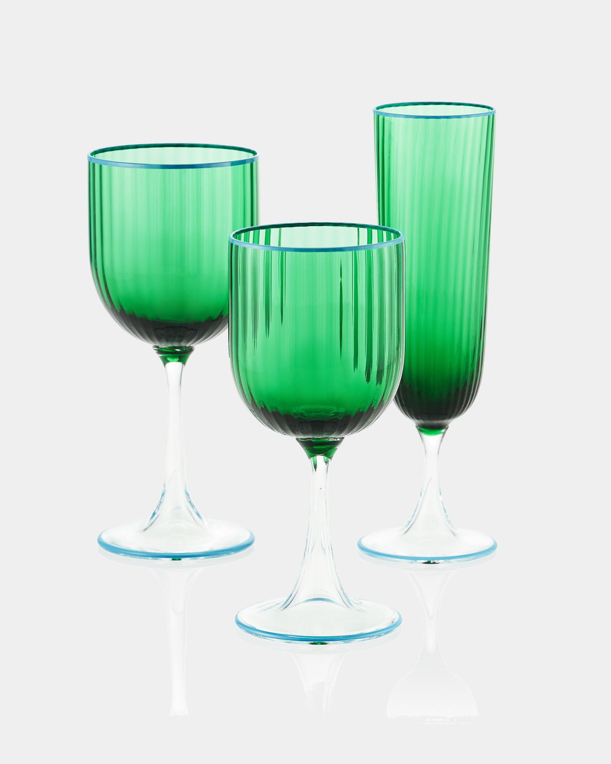 Aquazzura STRIPED EMERALD sklenice na sekt flétna