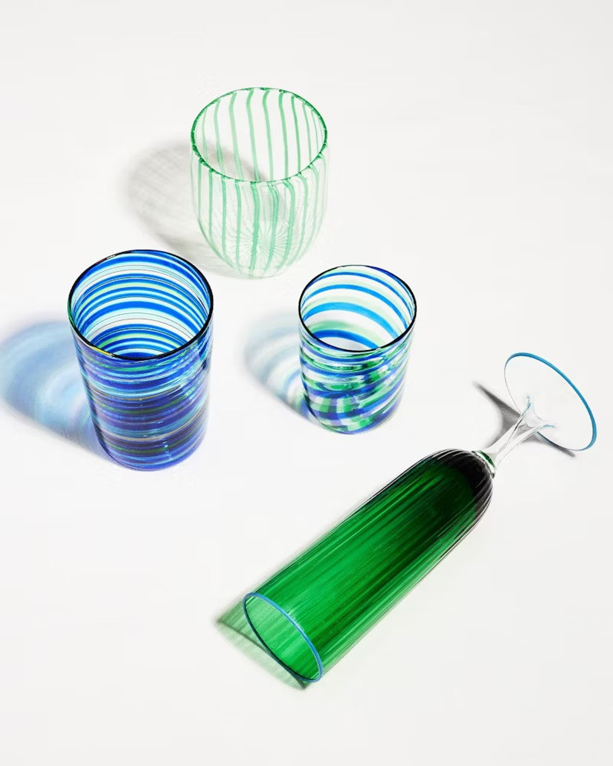 Aquazzura STRIPED EMERALD sklenice na sekt flétna