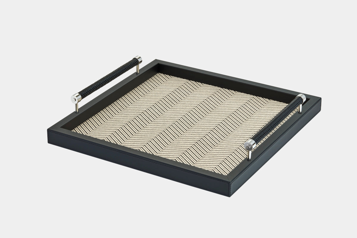 Čtvercový kožený podnos DIANA WAXED