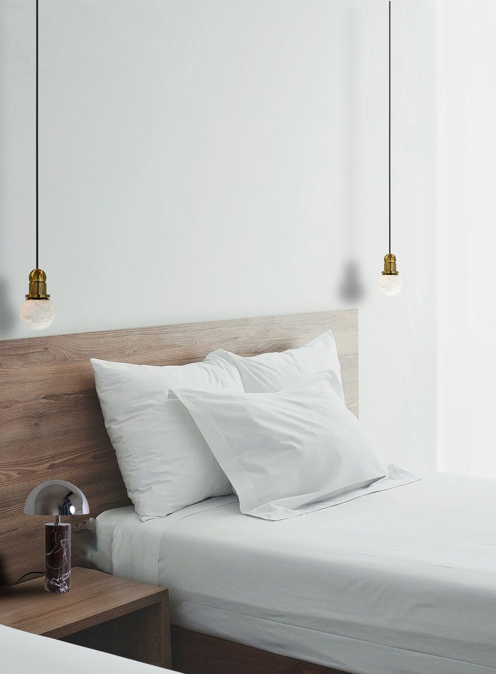 Baccaris Adei Luxusní stolní lampa z mramoru nebo travertinu s kovovou konstrukcí, designové interiérové svítidlo