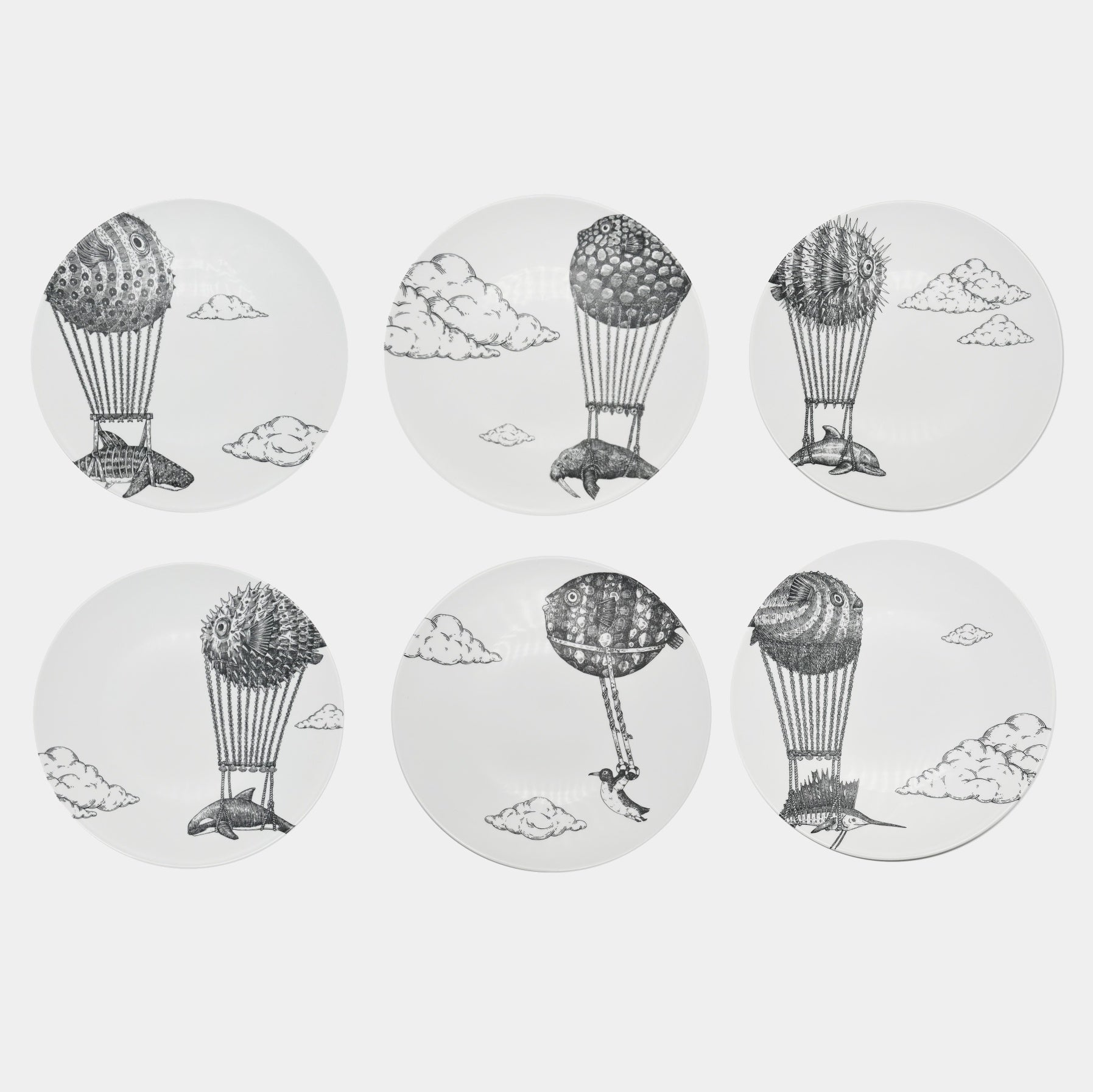 AQUATIC CREATURES Montgolfiers Porcelánový talíř Walrus
