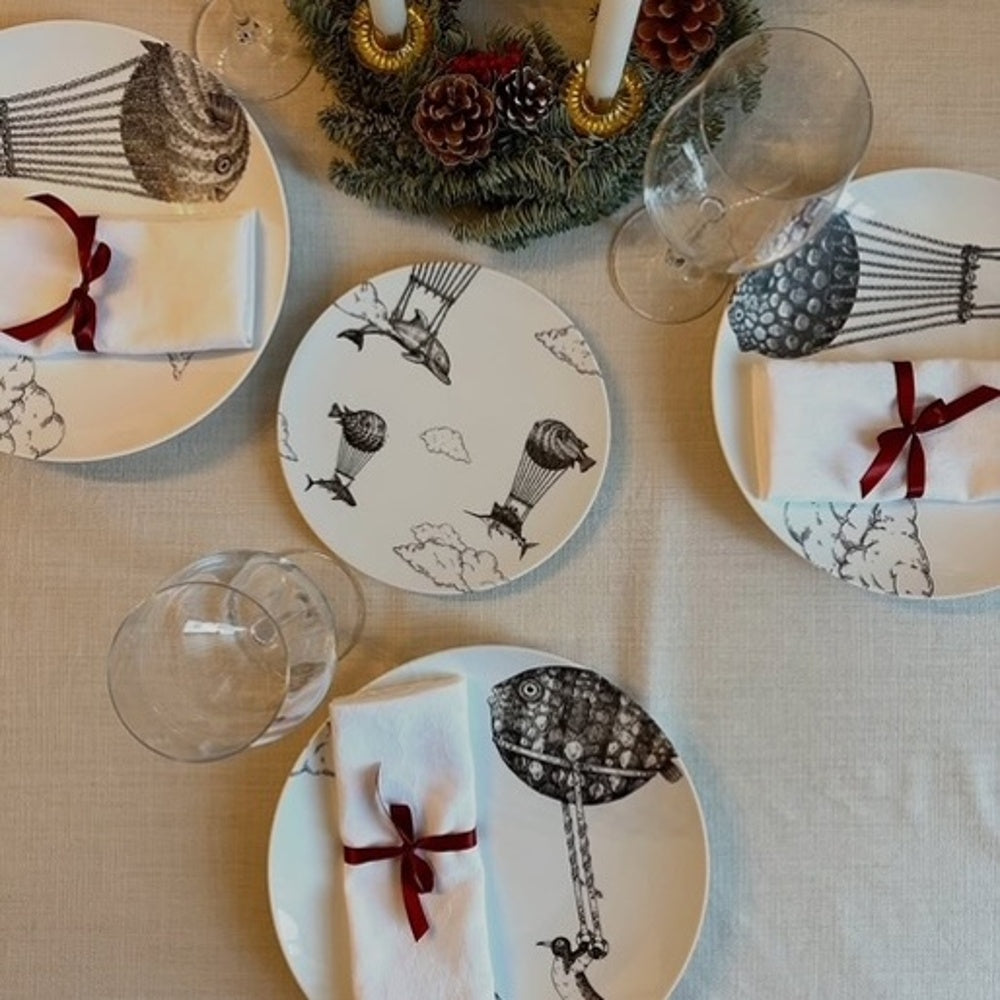 MONTGOLFIERS Sada porcelánových talířků 15cm