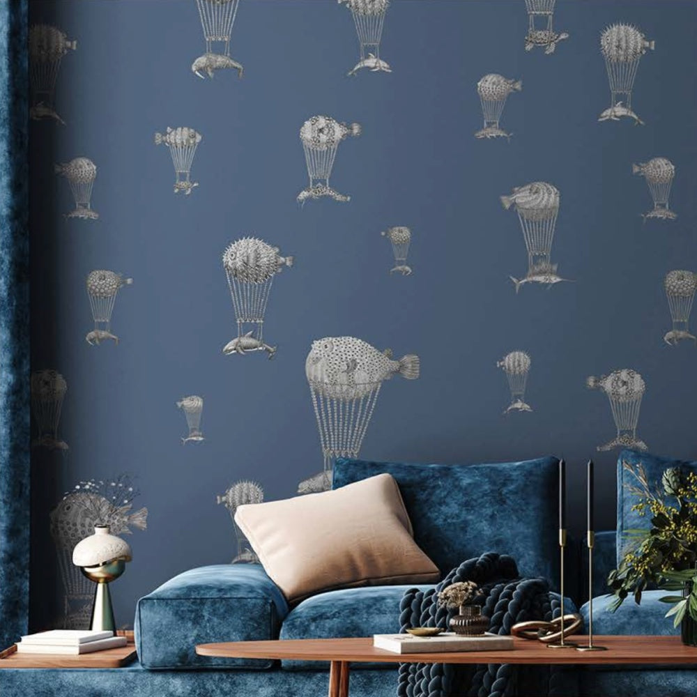 Tapeta z kolekce Montgolfiers s motivem mořským tvorů vznášejících se oblohou