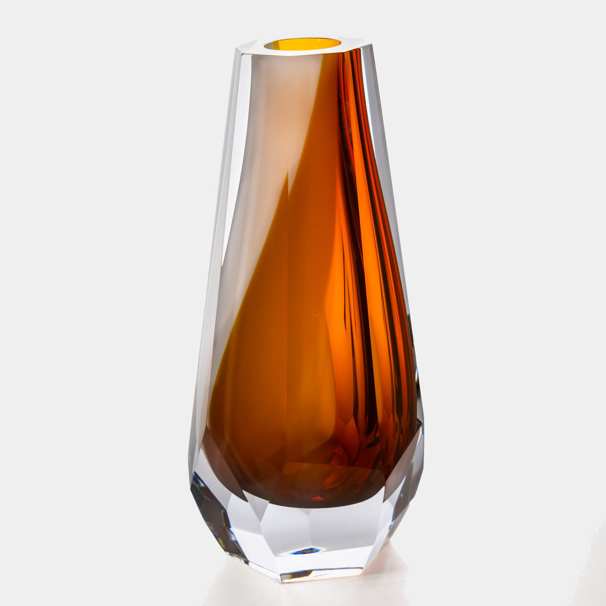 shardart Křišťálová váza HRANA / LESK – Amber flame