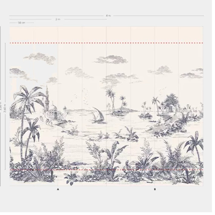 GIEN Panoramatická tapeta s orientálním freskovým motivem