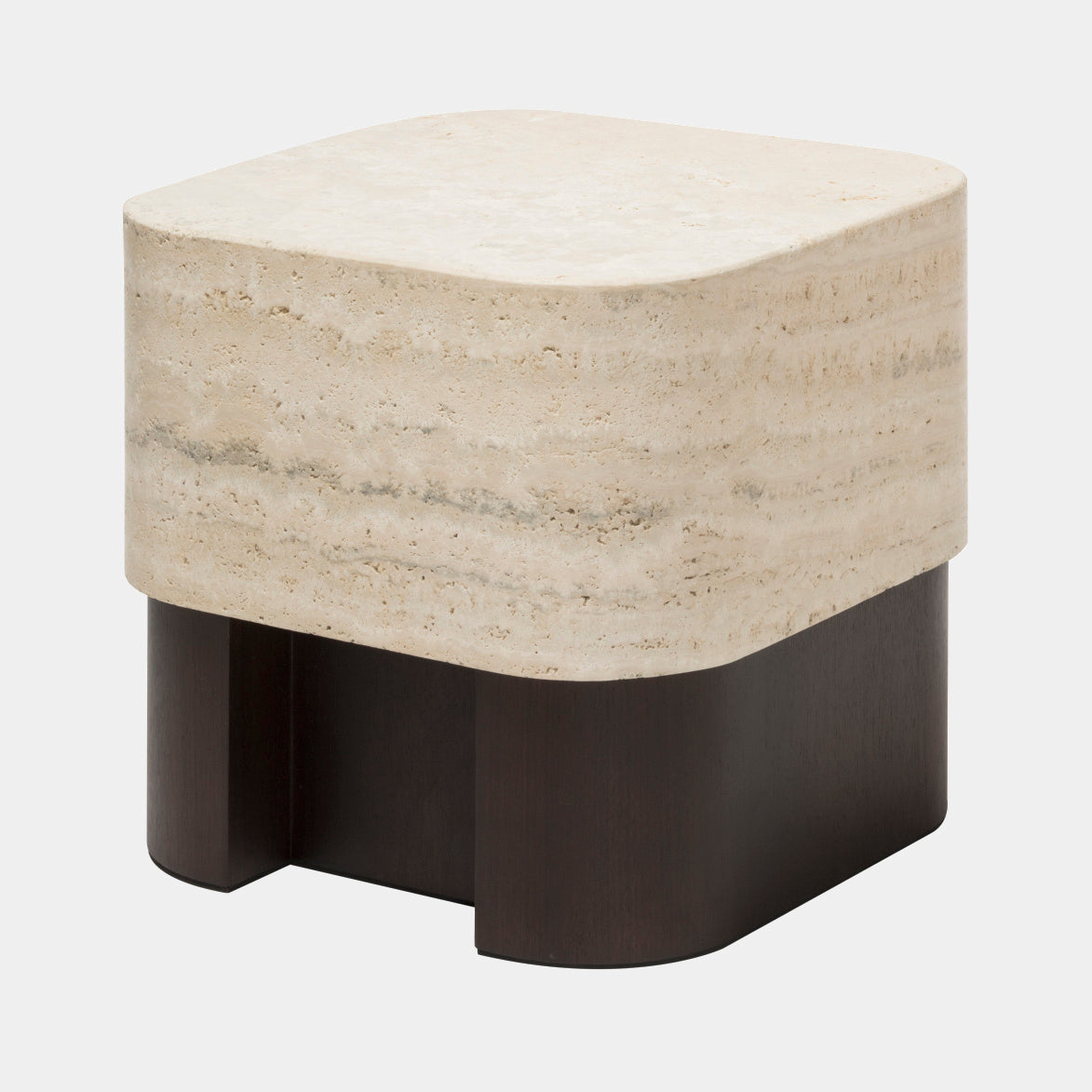 Lloyd moderní odkládací stolek z travertinu a ořechového dřeva