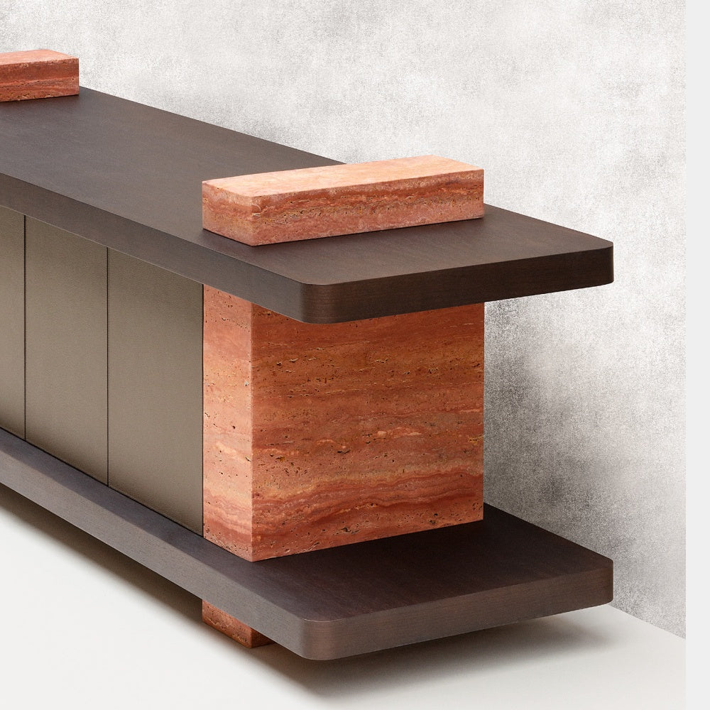 Elliott moderní sideboard s travertinovými podstavci