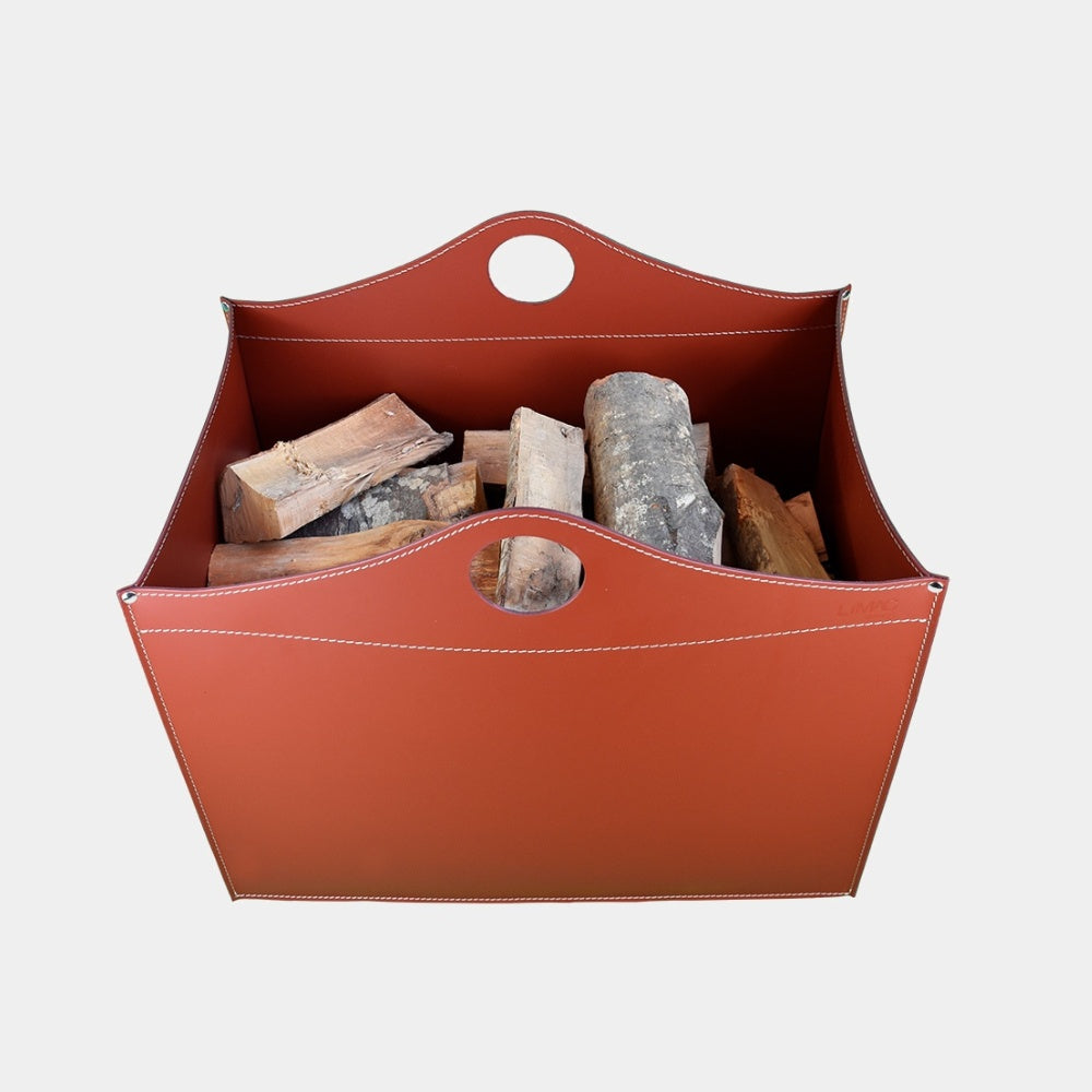 WOODBAG kožený koš na krbové dřevo