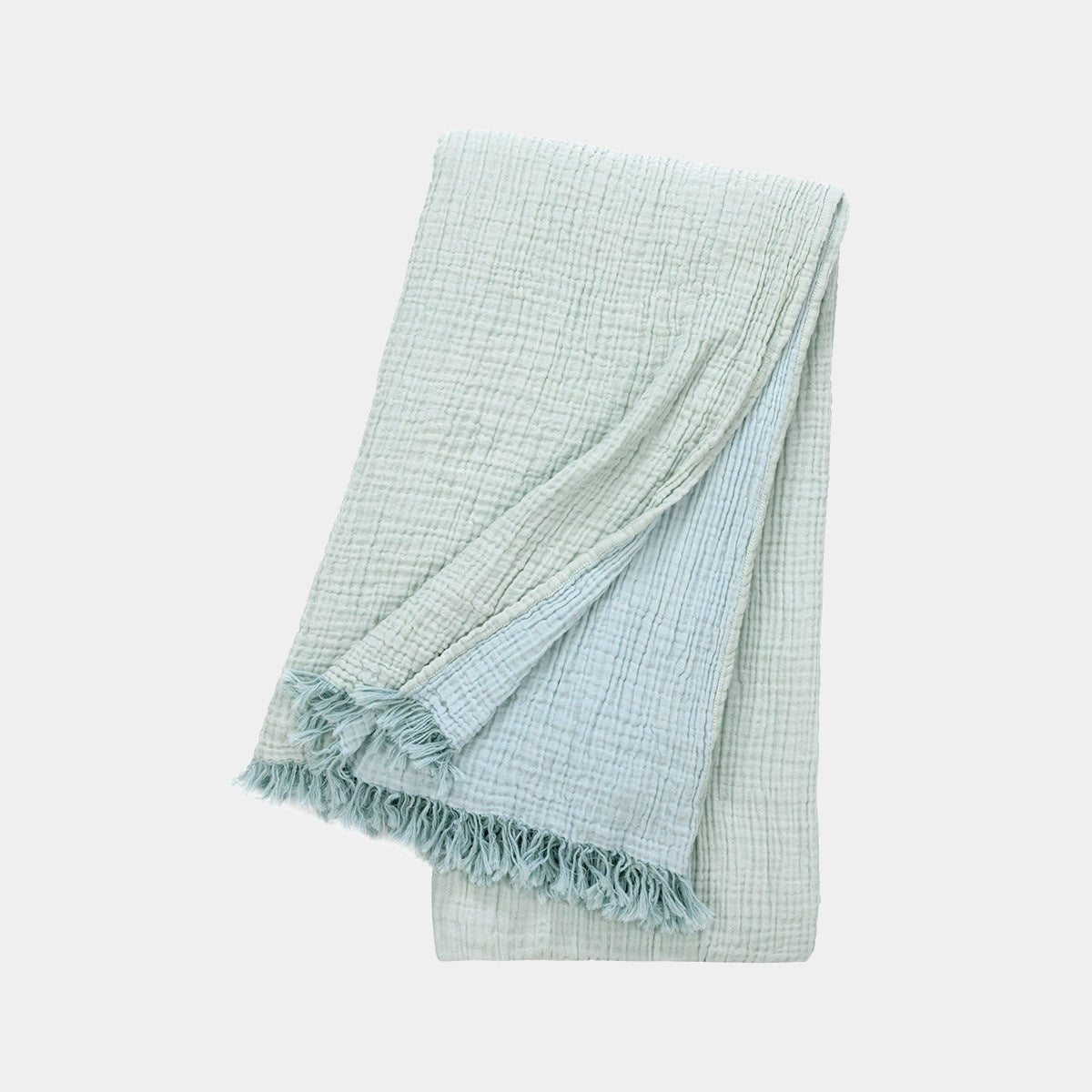 Mušelínový přehoz s třásněmi světle modrý