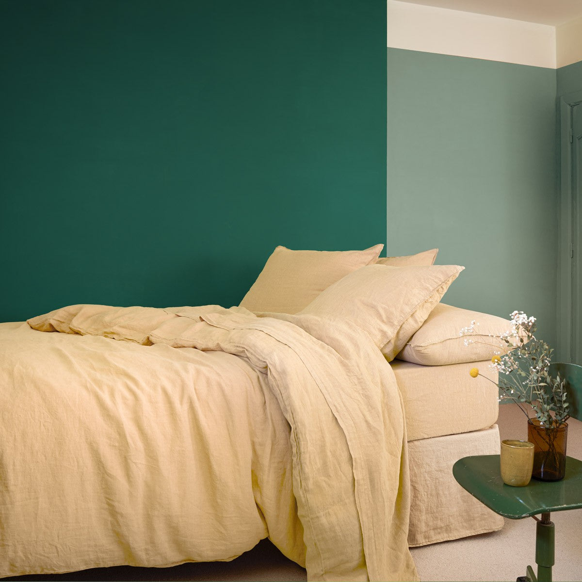 Lněné napínací prostěradlo béžové Olivier Desforges