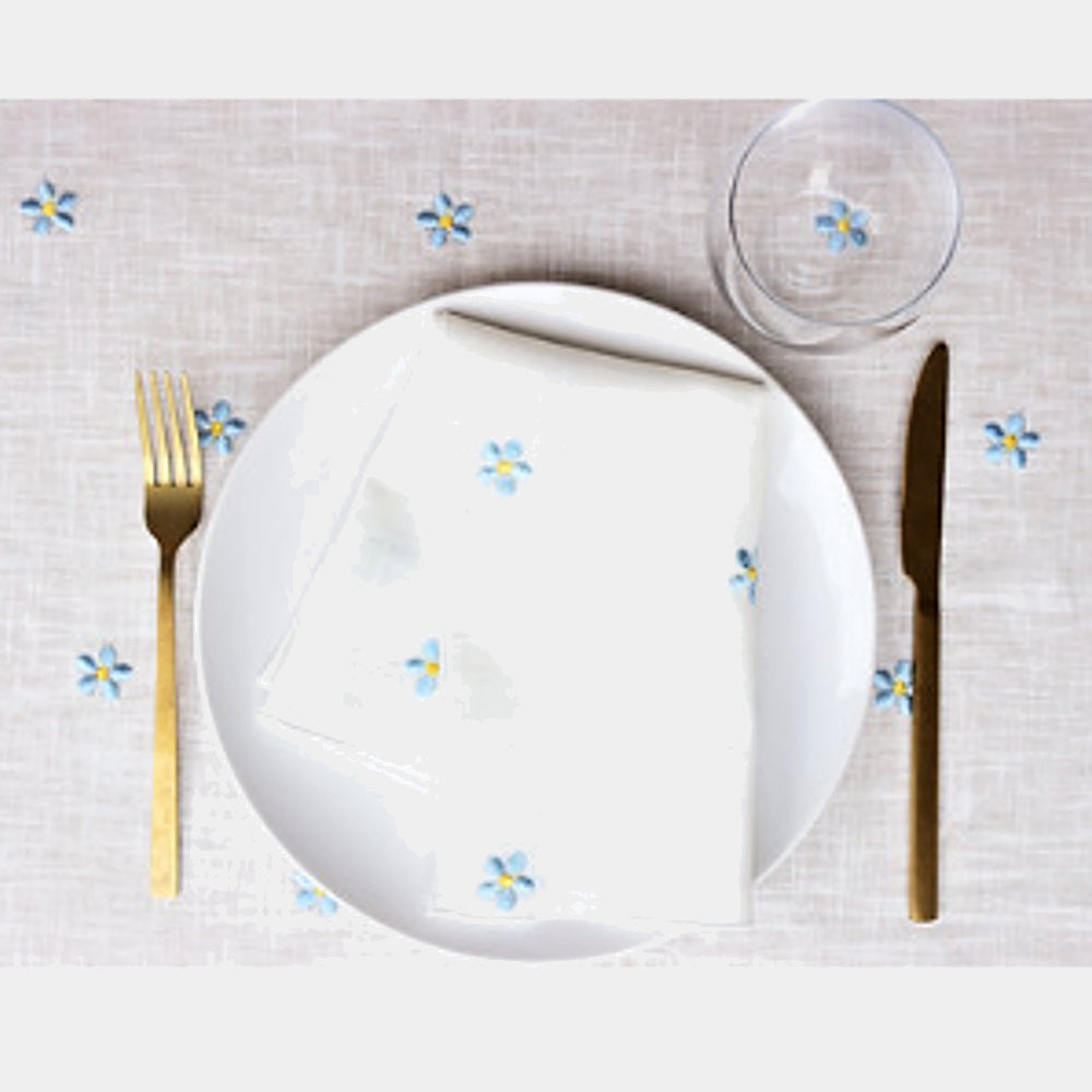 Giardino Segreto Lněné prostírání Pratoline Azzurre s vyšitými květy