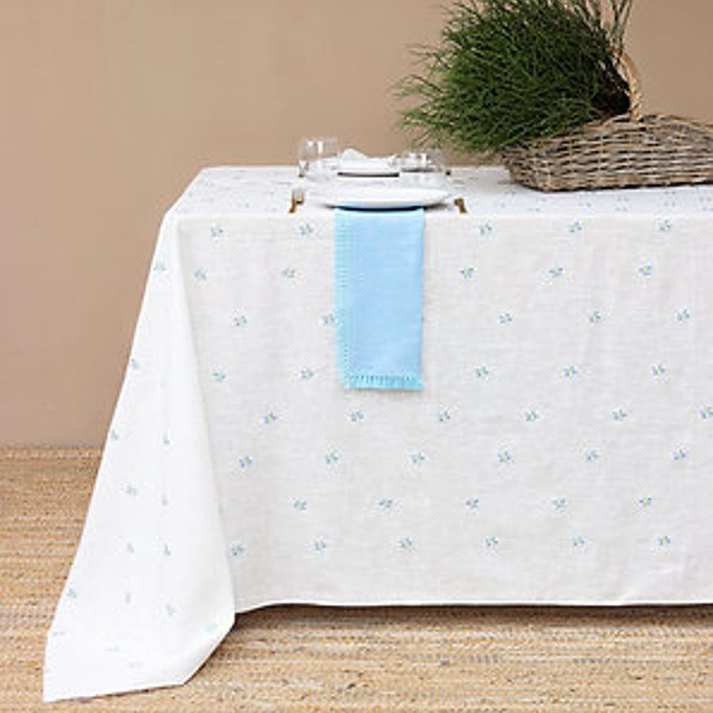 Giardino Segreto Lněný ubrus Pratoline Azzurre s kopretinami