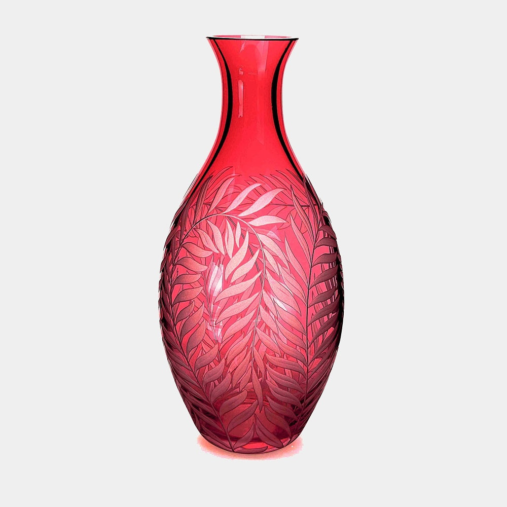 Luxusní červená křišťálová karafa FEUILLE