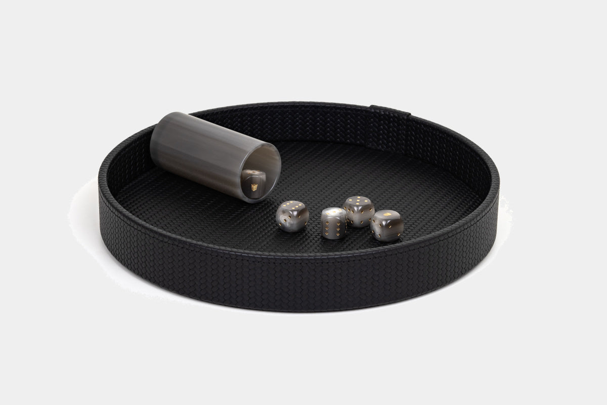 Pinetti Designová kožená sada hracích kostek