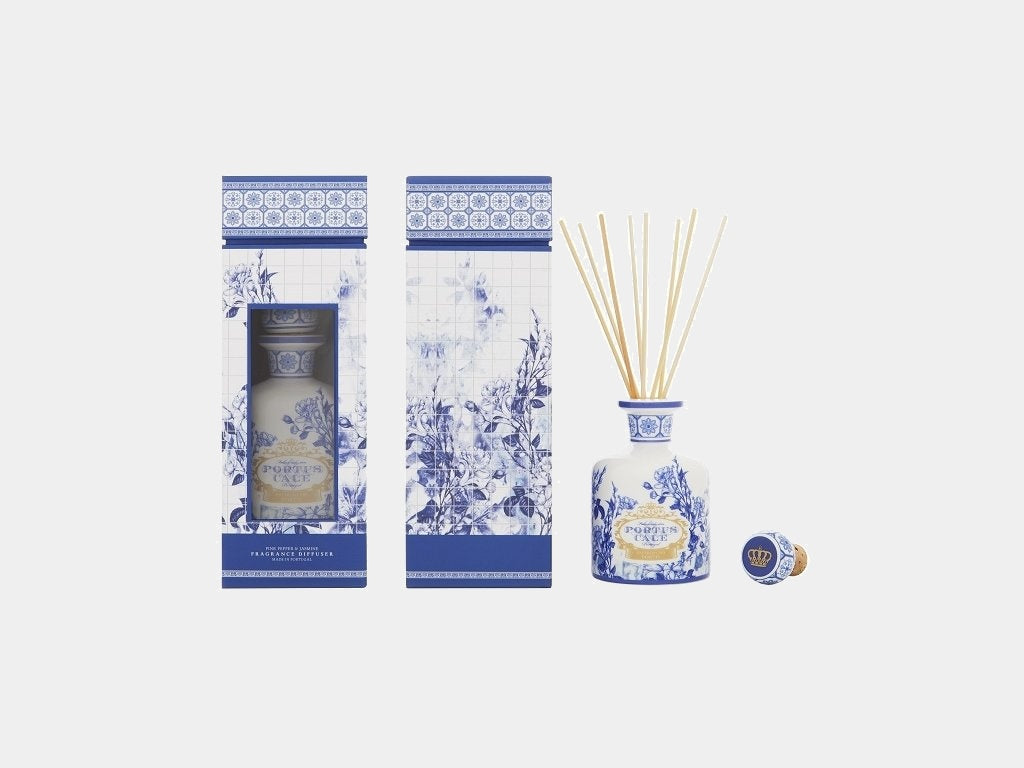 Luxusní keramický difuzér Gold & Blue - Růžový pepř a jasmín