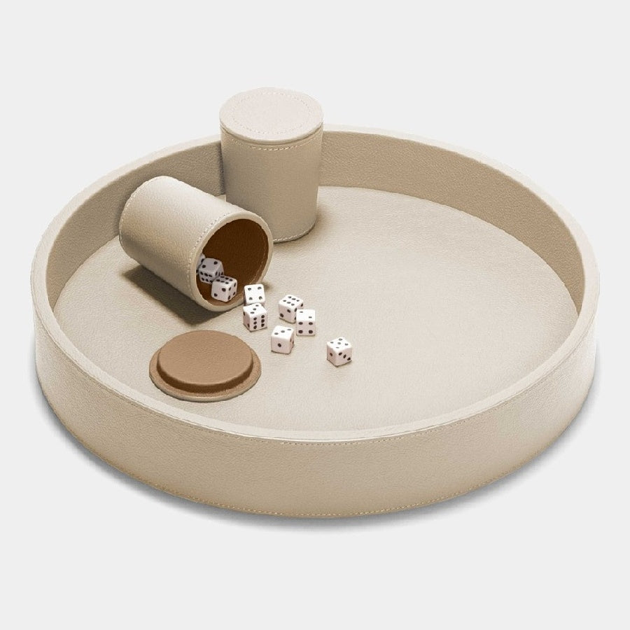 Designová kožená sada hracích kostek