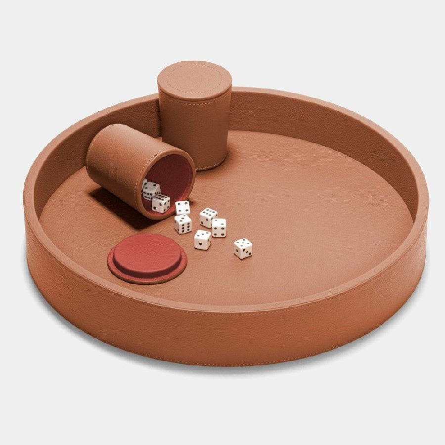 Designová kožená sada hracích kostek