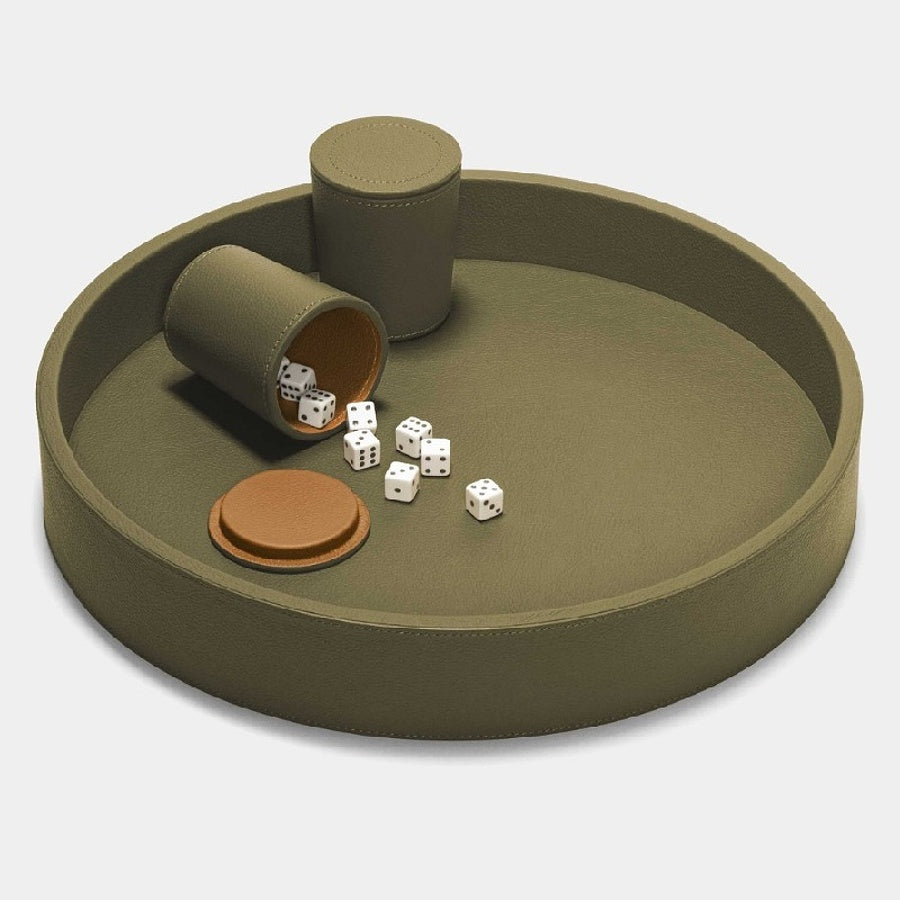 Designová kožená sada hracích kostek