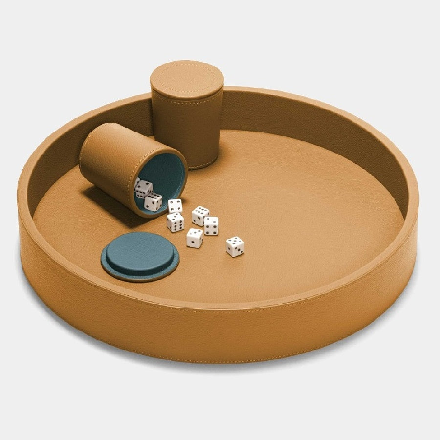 Designová kožená sada hracích kostek