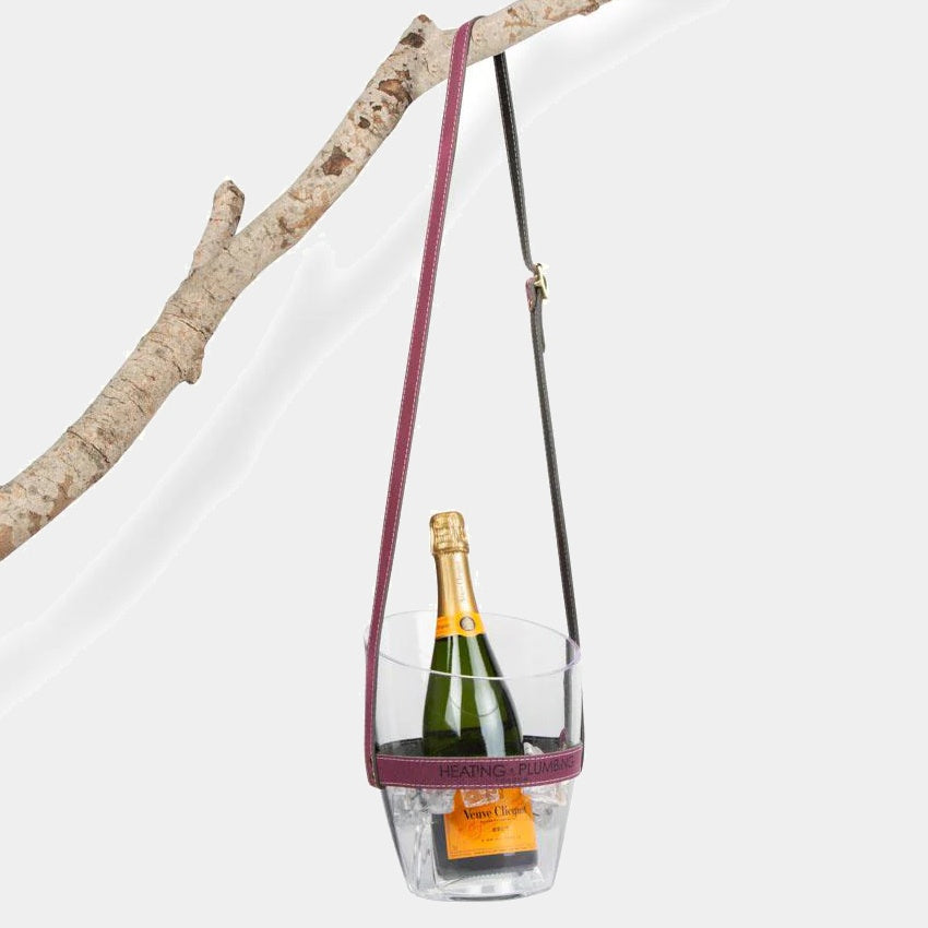 Chladič na šampaňské "Keep Your Cool" - frialový kožený řemínek