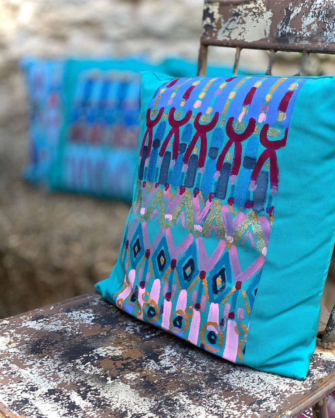 LE BOTTEGHE SU GOLOGONE Polštář ručně malovaný