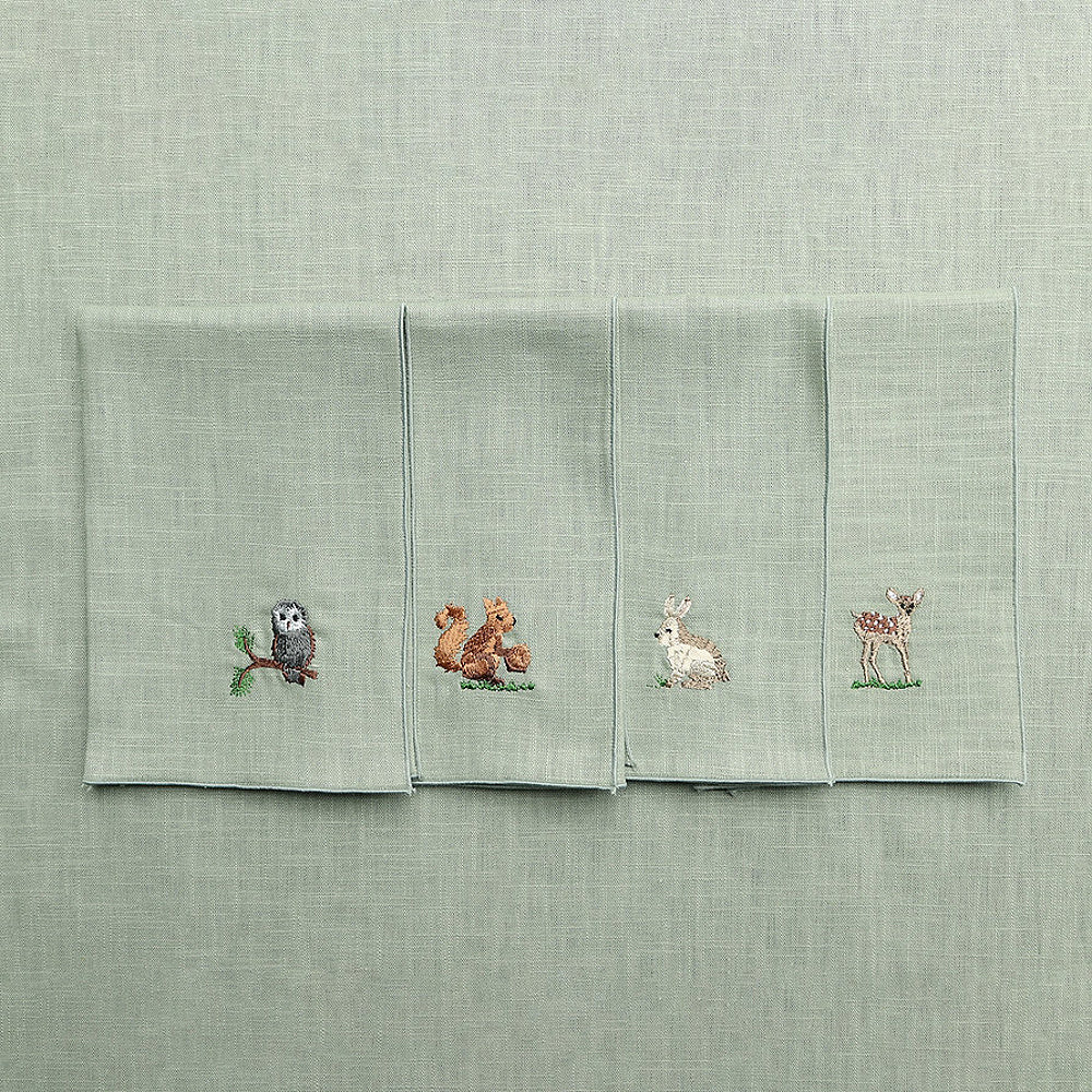 Giardino Segreto Luxusní lněné ubrousky Foresta, set 4 ks