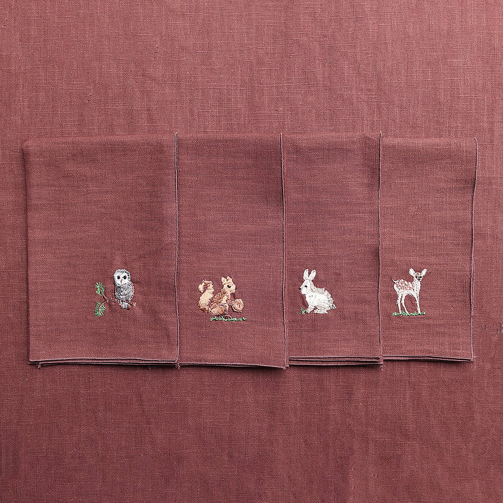 Giardino Segreto Luxusní lněné ubrousky Foresta, set 4 ks