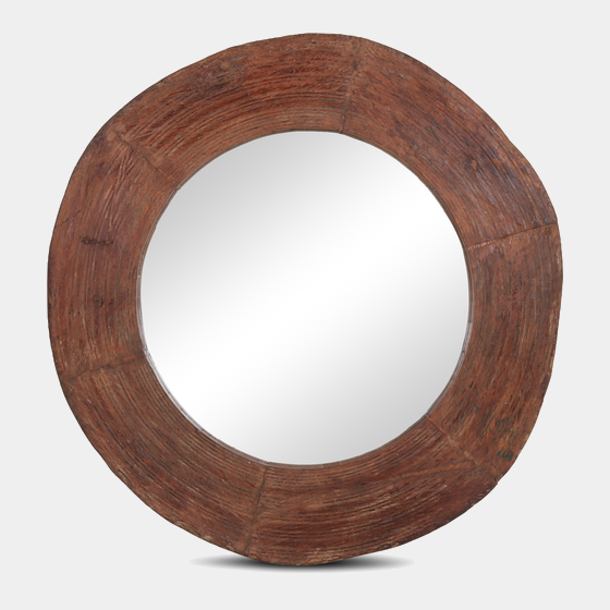 Dřevěné kulaté zrcadlo z masivu 130 cm