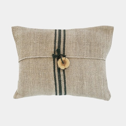 Lněný polštář s knoflíky z jalovcového dřeva LINEA PANE