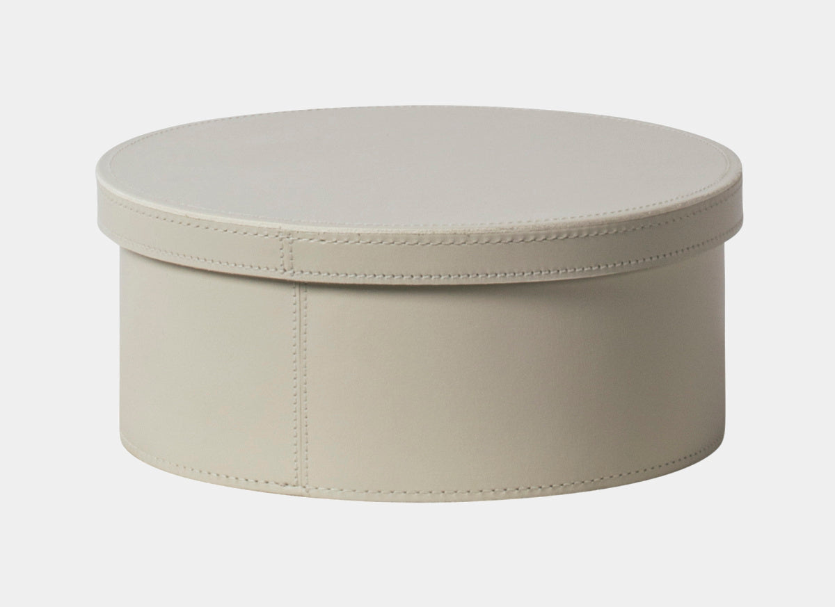 Kulatý kožený úložný box INVERNO