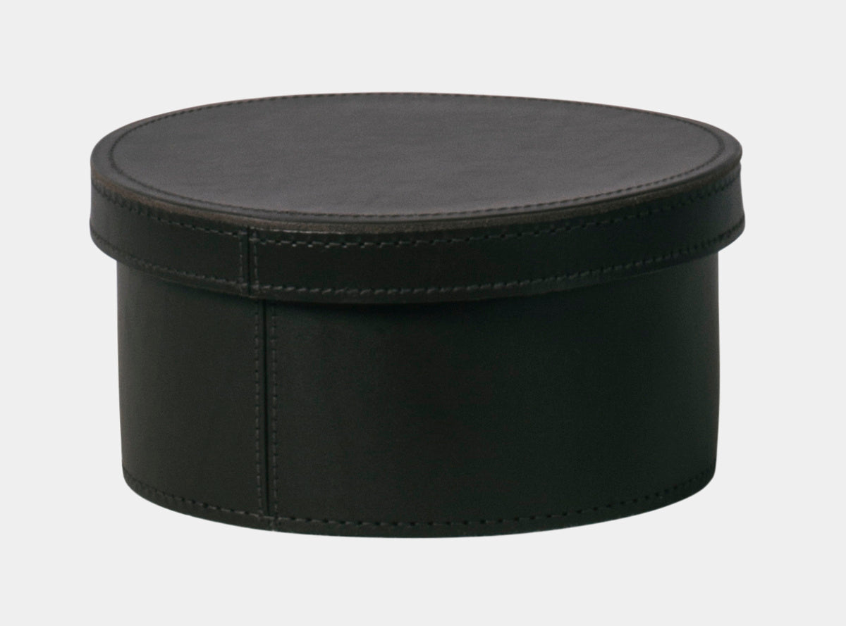 Kulatý kožený úložný box INVERNO