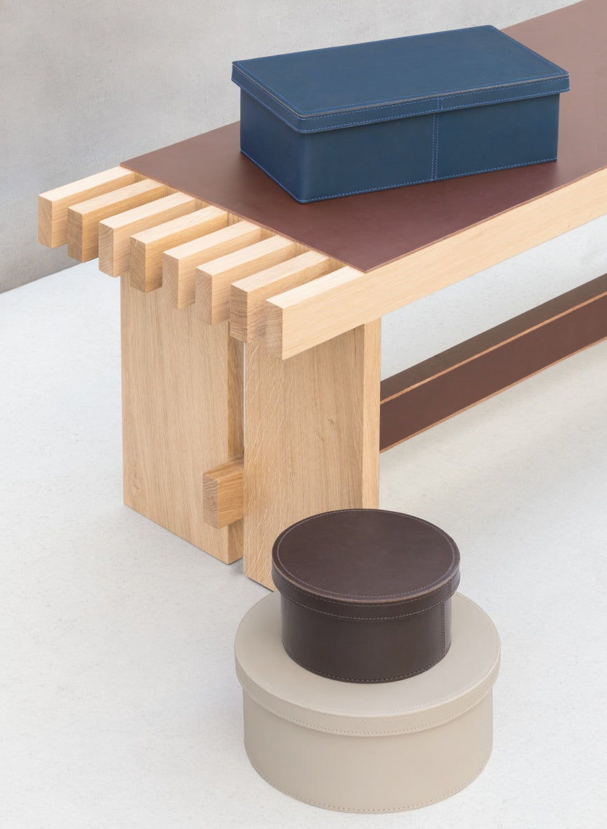 Kulatý kožený úložný box INVERNO