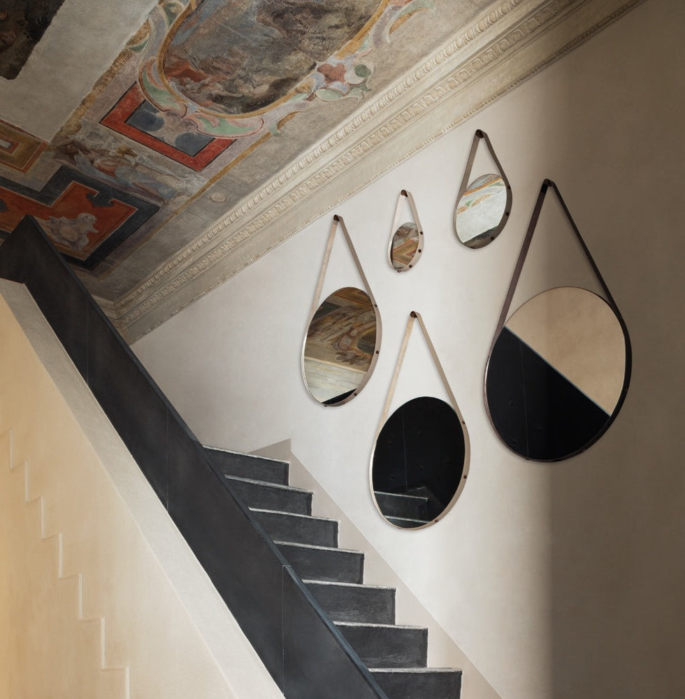 Kulaté zrcadlo s koženým pásem - Rabitti 1969 - perdonahome