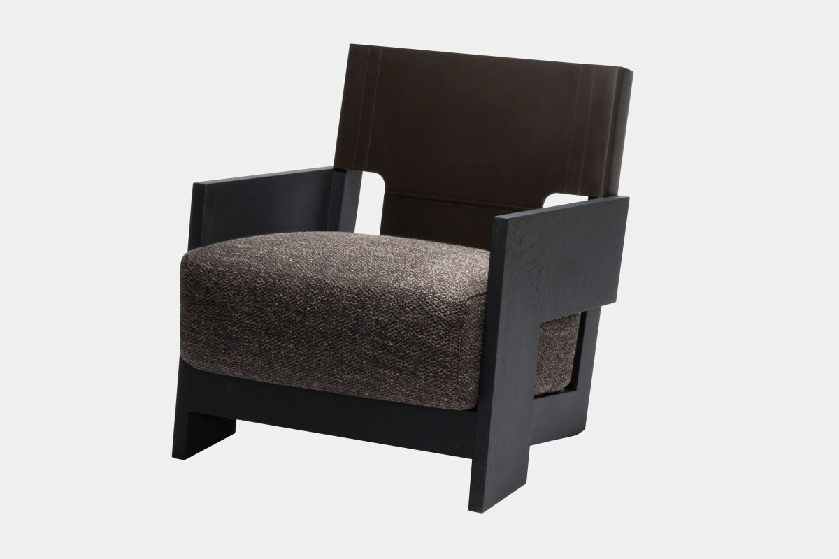 Designové křeslo Walden s koženou opěrkou