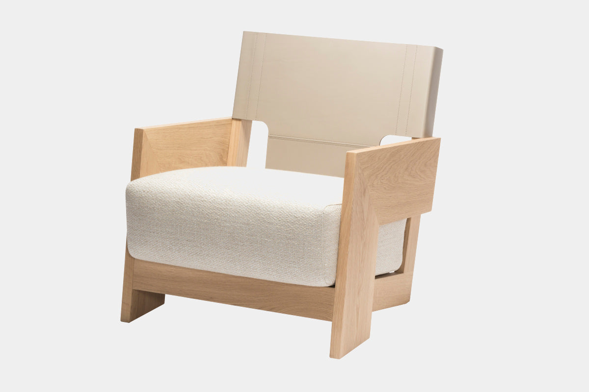 Designové křeslo Walden s koženou opěrkou