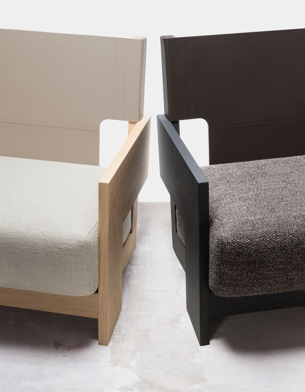 Designové křeslo Walden s koženou opěrkou