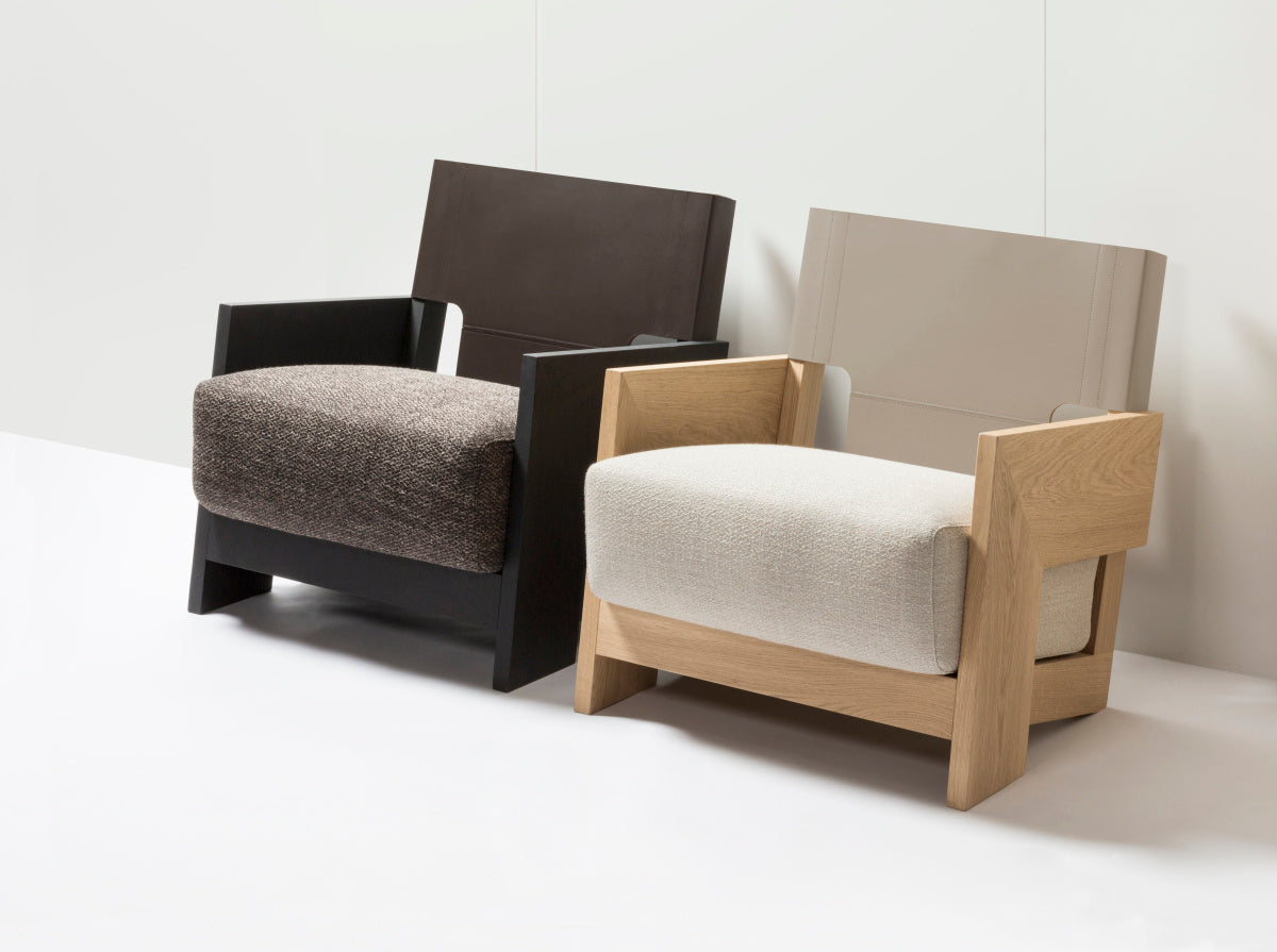 Designové křeslo Walden s koženou opěrkou