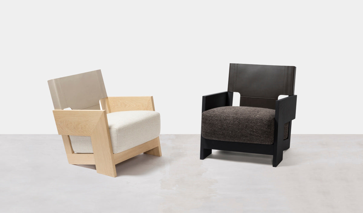 Designové křeslo Walden s koženou opěrkou