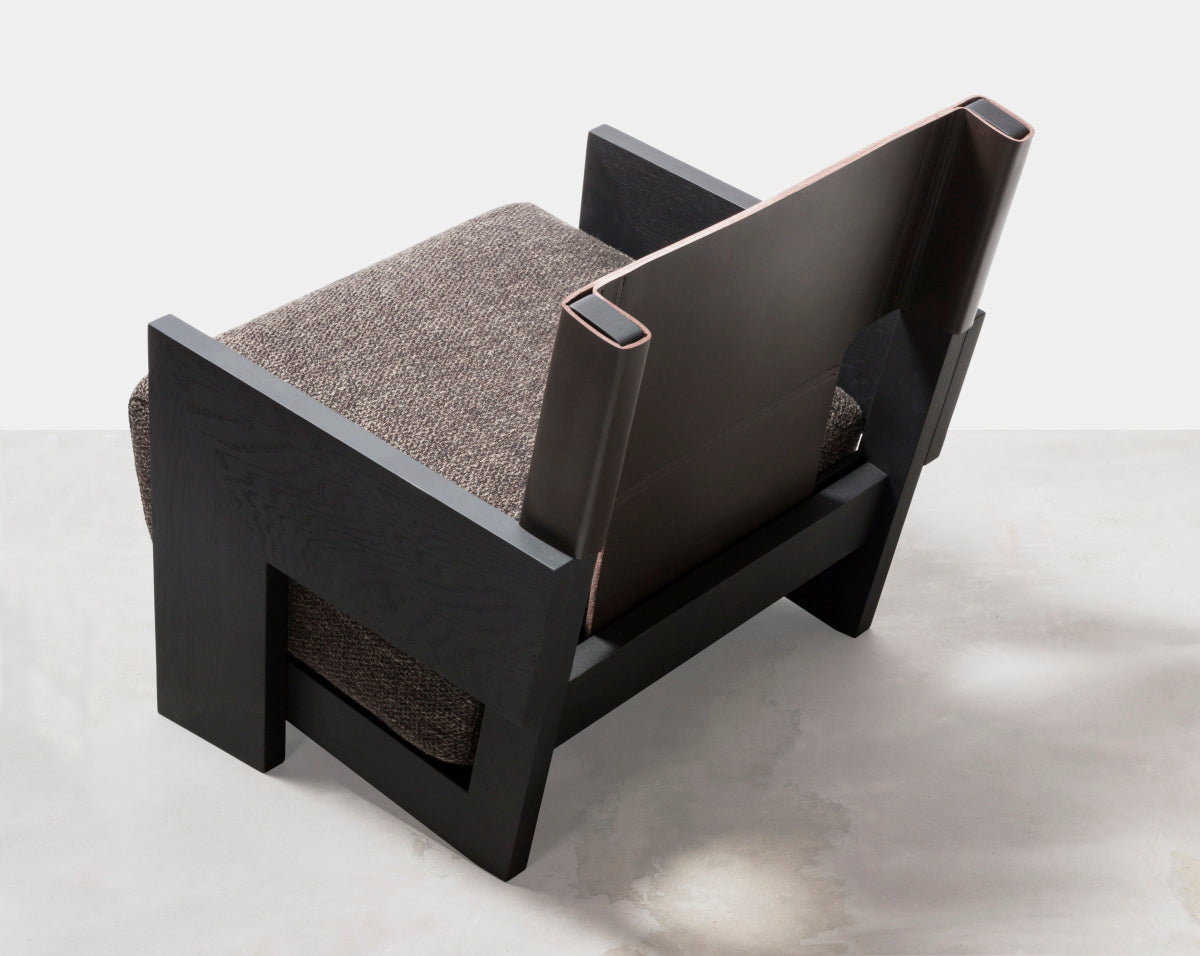 Designové křeslo Walden s koženou opěrkou