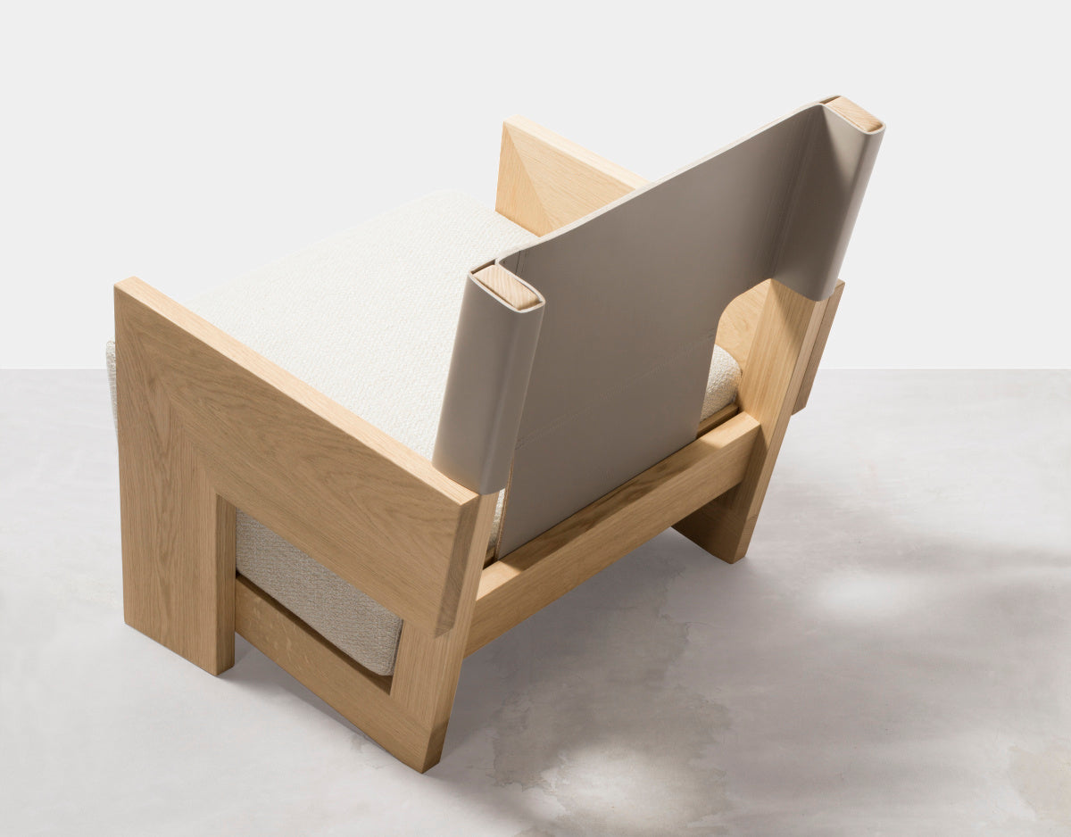 Designové křeslo Walden s koženou opěrkou